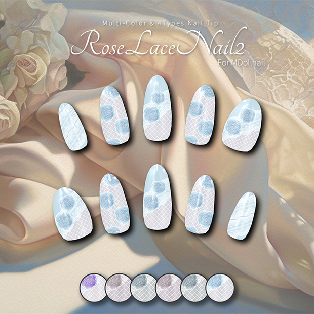 【かんたん着用】RoseLaceNail2【VRネイルチップ・ネイルテクスチャ】【MDollnail対応】#あんらぼぶい
