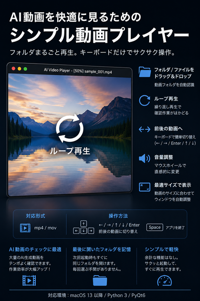 ループ動画プレイヤー macOS 
