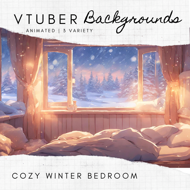 Animated Vtuber Background Twitch Overlay Cozy Winter Christmas Bedroom Looped Kawaii Streaming