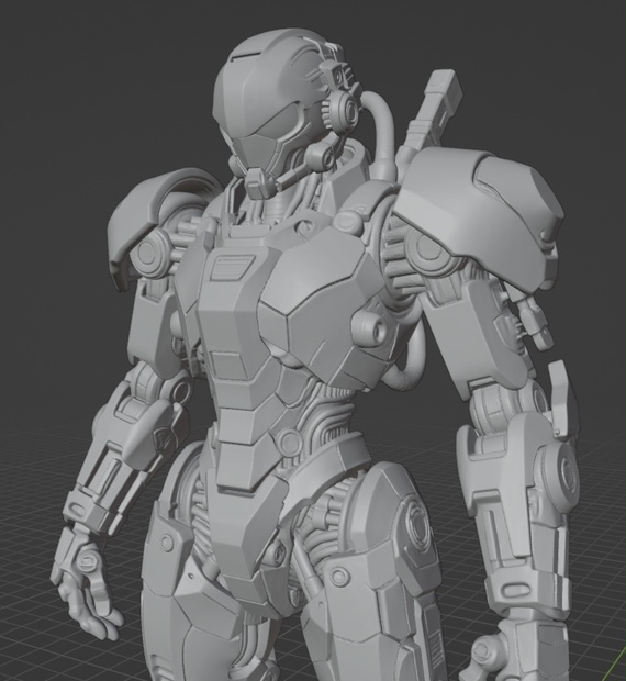 オリジナルロボ像H 頭長150ミリ、3Dプリント用stlデータ（AI活用）*プリント未確認データ*