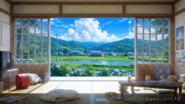 [ Vtuber 3D background : Summer Countryside Room ]