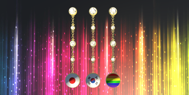 【VRChat】Japan, South Korean and Pride Flag earrings