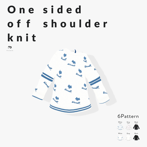 [Virtual Clothes] One sided off shoulder knit