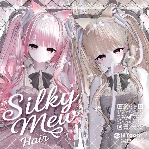 【14アバター対応】 VRC H♥ir .exe 003 ☁️Silky Mew Hair🤍シルキーミューヘアー🤍【VRC】