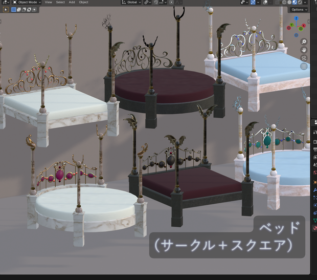 ベッド（円形＋四角）/ bed（Circle + Square）