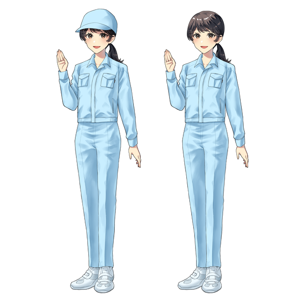 作業服の女性イラスト 2種