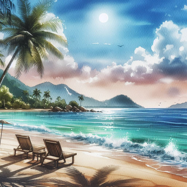【イラスト素材】爽やかな浜辺のイラスト素材