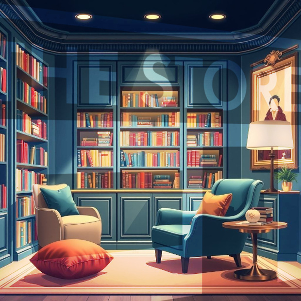 【イラスト素材】読書部屋1