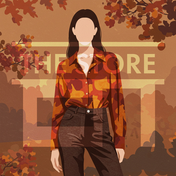 【イラスト素材】秋のコーディネートの女性