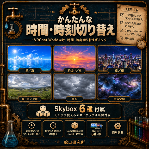 かんたんな時間・時刻切り替え【Skybox6種付き／オブジェクトON・OFF対応】