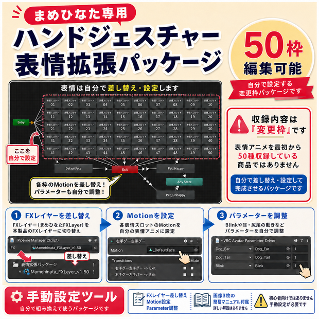 【まめひなた専用】まめひなたハンドジェスチャー表情拡張パッケージ(50個)