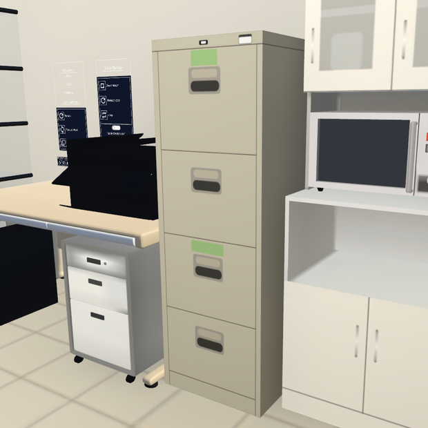【無料】4段スチールロッカー引き出し（VRChat向け）