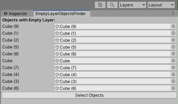 【無料】【レイヤーが空欄のオブジェクトを見つけるUnityエディタ拡張】Empty Layer Objects Finder