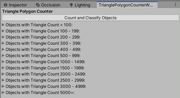 【無料】【三角ポリゴン数ごとに分類して一覧表示できるUnityエディタ拡張】Triangle Polygon Counter