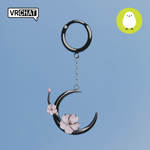 桜三日月-1 (さくらみかづき)３Dイヤリング (Cherry blossom Crescent 3D earring)