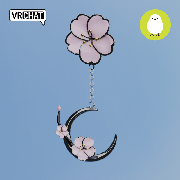 桜三日月-2 (さくらみかづき)３Dイヤリング (Cherry blossom Crescent 3D earring)