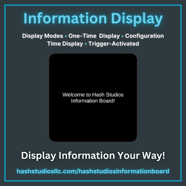 Hash Studios Information Board / ハッシュスタジオズ・インフォメーションボード [UdonSharp] [SDK3]