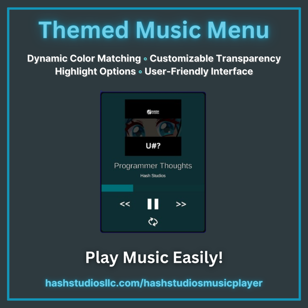 Hash Studios Music Player / ハッシュ スタジオズ ミュージック プレイヤー [UdonSharp] [SDK3]