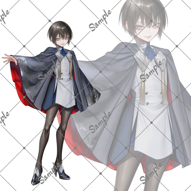 立ち絵素材No14_黒髪_ショートボブ_貴族・魔術師風_中性