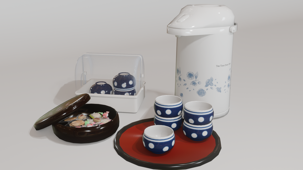 お茶菓子セット　3Dモデル