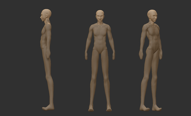 男性素体ZBrushデータ（アンドゥ履歴付き）