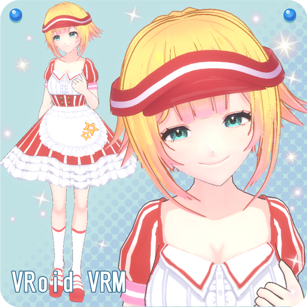【VroidVRM】アメリカンダイナーウェイトレス4色(diner waitress 4 colors)