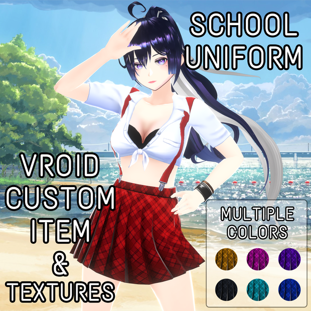 School Uniform in Multiple Colors [Vroid Stable Ver.] Custom Item & Textures