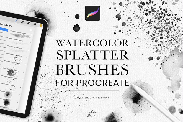 水彩スプラッターブラシ（Procreate) Watercolor Splatter Brushes Procreate 
