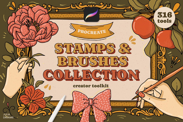 Procreateスタンプ＆ブラシ：ボタニカル・フローラル・フラワーブラシ＆スタンプ  Procreate Stamps and Brushes