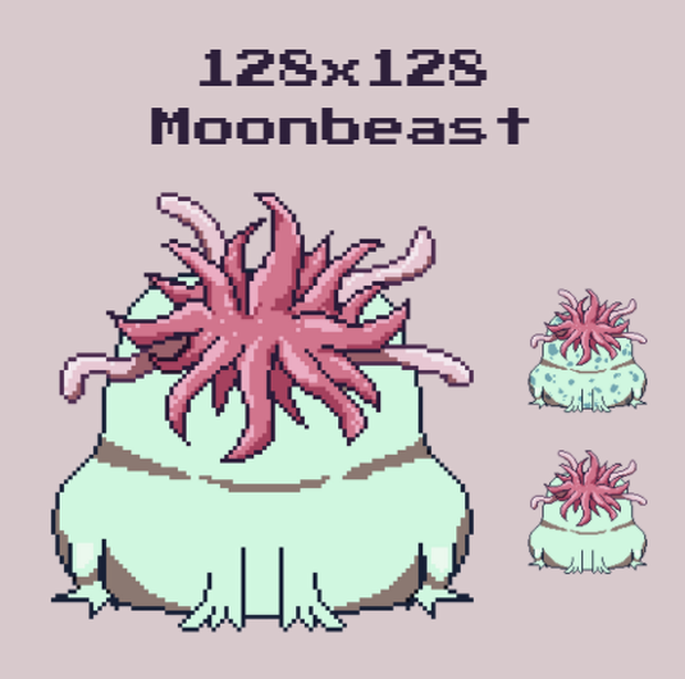 【高解像度版もあるよ！】かわいいよりのムーンビーストドット絵素材 128x128pixel moonbeast .png asset [Hi-res also available!]