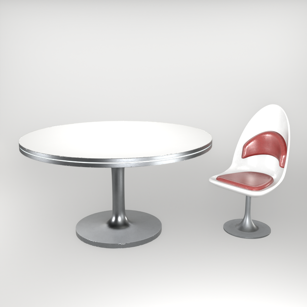 テーブル&椅子セット3Dモデル【PBR】
