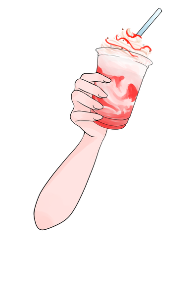 【手の素材】ストロベリーフラッペ