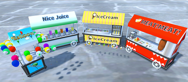 洋風屋台やさんセット(75点)[Unity/VRChat/Cluster/FBX]
