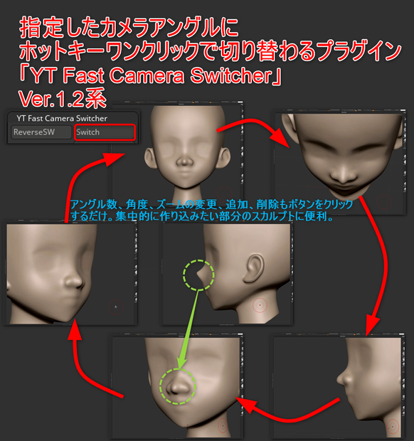 指定したカメラアングルにホットキーワンクリックで切り替わるプラグイン「YT Fast Camera Switcher」