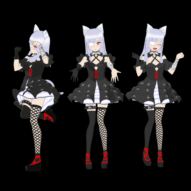 【VRM】闇の魔女猫 Dark witch cat【3Dアバター】