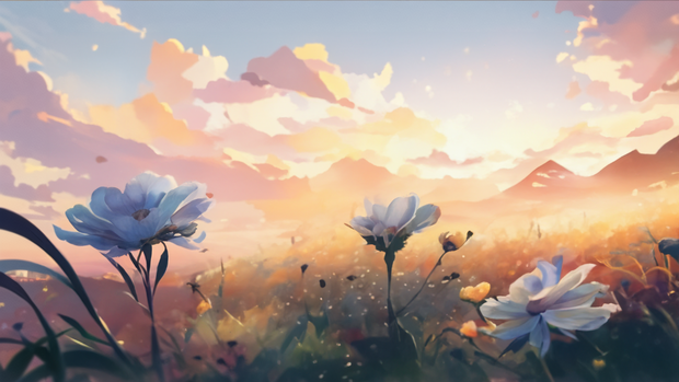 夕日に咲く花１０枚セット（1280*720）