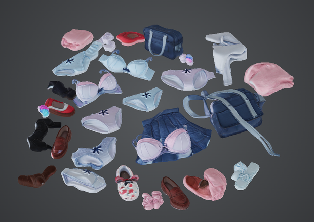Woman's clothes 3D model Set