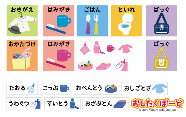 園児向け　おしたくぼーど素材