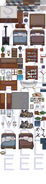 ドットマップチップ素材①（山荘、塔の中）