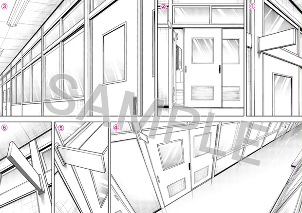 学校素材１ 教室廊下 表札 金田製作所 背景部 Booth