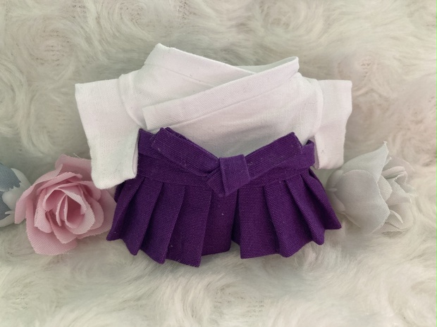 10cmぬい用 ぬい服 和装 袴 白紫 巫女さん風 - うちのぬい服 - BOOTH