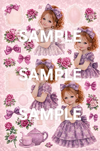 Lavender Rose Girl｜A4コラージュ素材