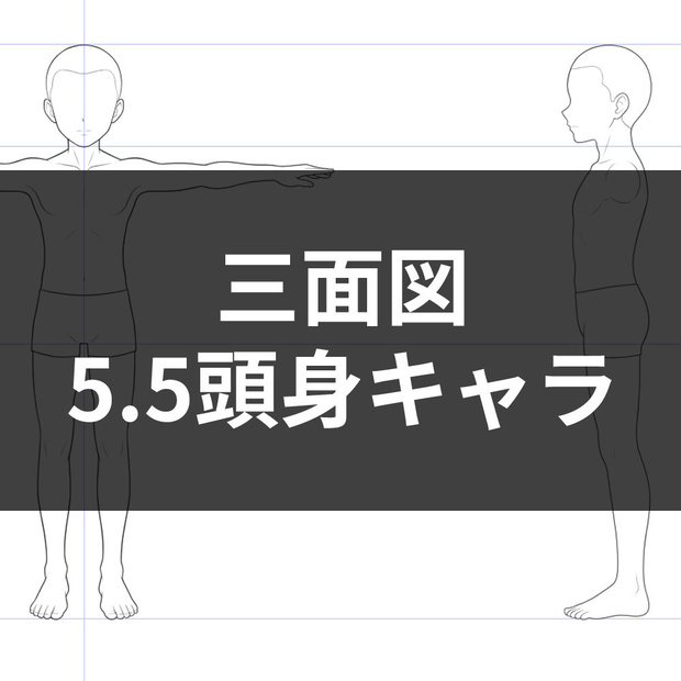 5.5頭身キャラクター素体三面図