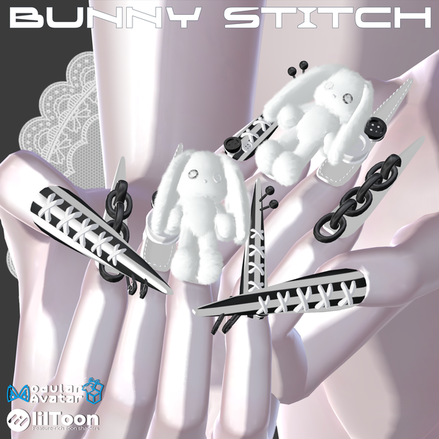22アバター対応🐰Bunny Stitches Long Nail【MA対応】