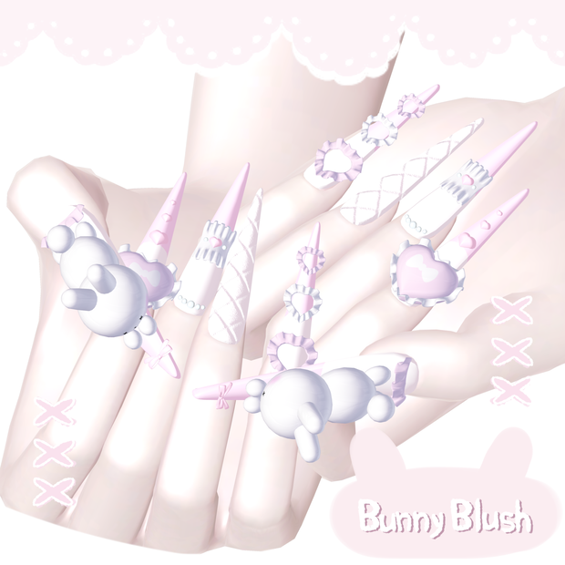 20アバター対応🐰033. Bunny Blush Long Nail -うさぎのほっぺ-【MA対応】