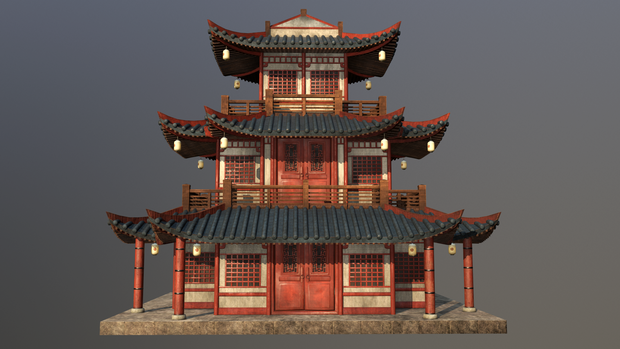 Asian Japanese traditional Building 3d Model_アジアの日本のアンティークの伝統的な建物