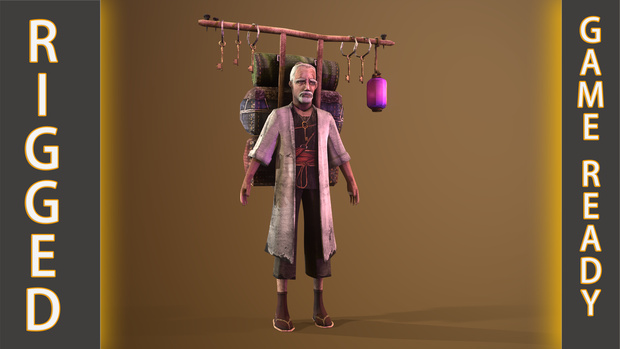 Old Merchant Rigged 3dcharacter_ 古い商人は3Dキャラクターを装備しました 
