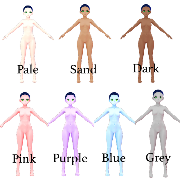 [FREE/無料版] Vroid Skin Texture (7 types of colour)