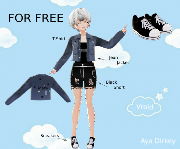 [Vroid] Jean Jacket and Black Short