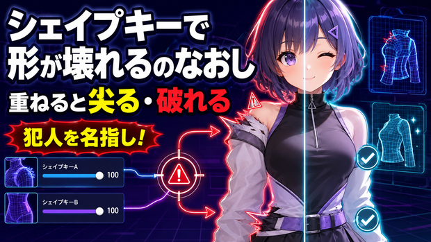 シェイプキーで形が壊れるのなおし - 重ねると尖る・破れるの犯人を名指しする【VRChat】【JA,EN,KO】